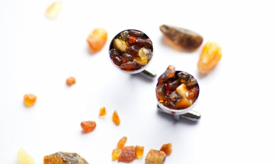 Handmade shirt cufflinks with Baltic amber - Image 3