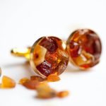 Handmade gold cufflinks with amber - Image 2