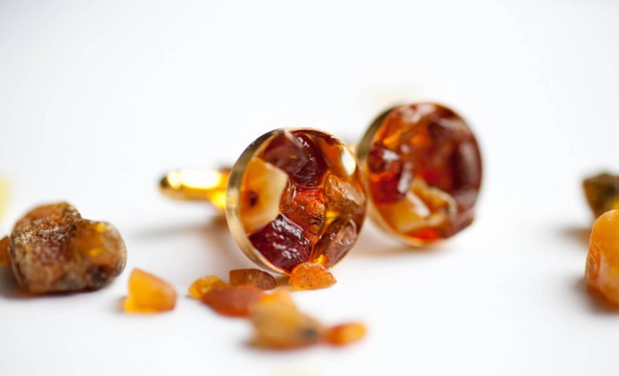 Handmade shirt cufflinks with Baltic amber - Image 2