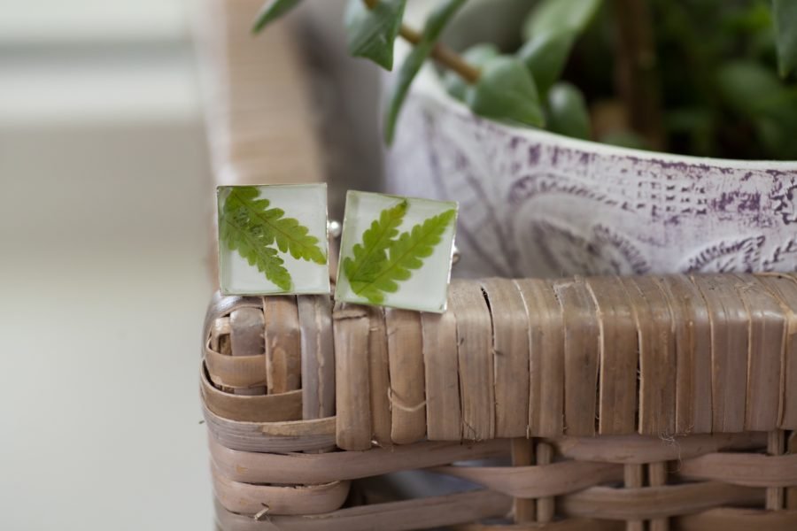 Handmade shirt cufflinks with ferns - Image 2