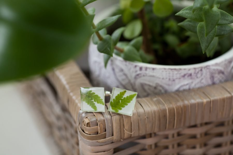 Handmade shirt cufflinks with ferns - Image 3