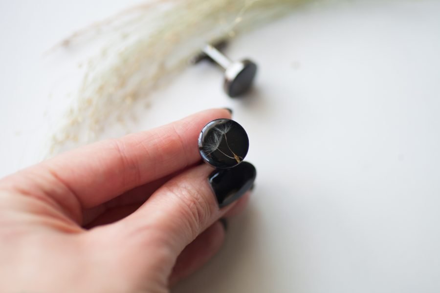 Hand made men's cufflinks with dandelion - Image 2