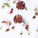 Hand made hirt cufflinks with natural strawberries