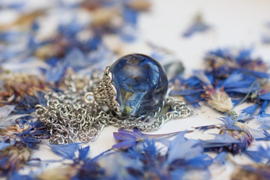 Handmade necklace with real cornflowers - Image 3