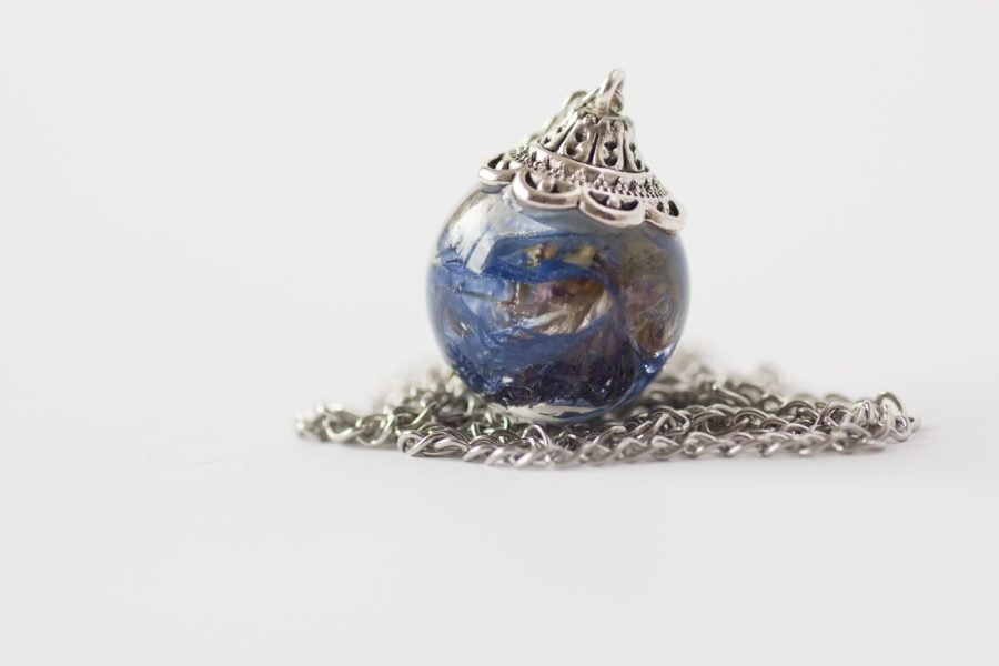 Handmade necklace with real cornflowers - Image 4