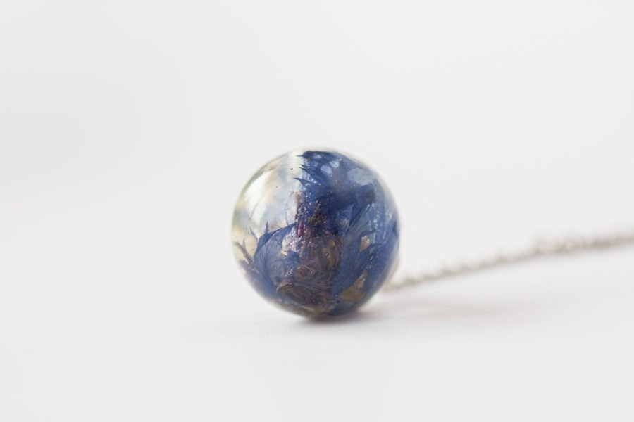 Handmade necklace with real cornflowers - Image 5