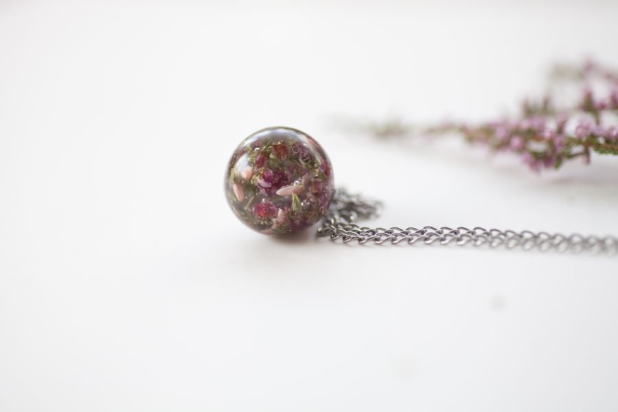 Handmade necklace, earrings with real heather - Image 3