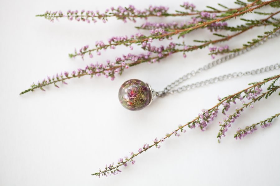 Handmade necklace, earrings with real heather - Image 5