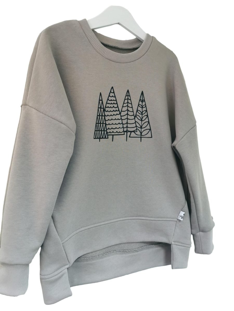 Gray children's sweater with Christmas trees - Image 3