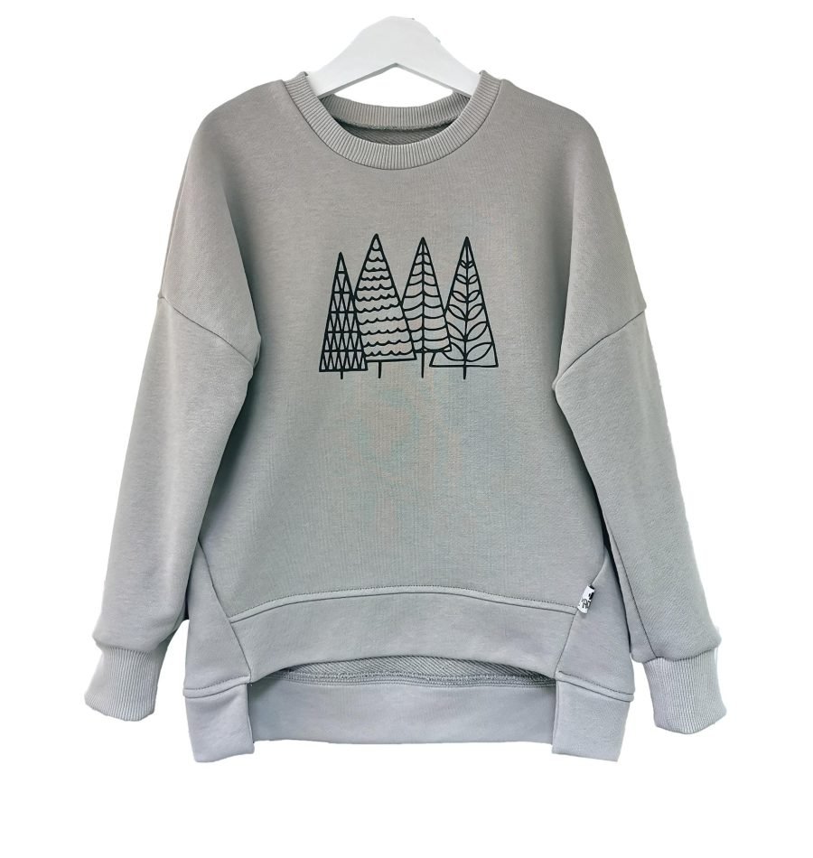 Gray children's sweater with Christmas trees - Image 2