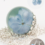 Handmade earrings and necklace with hydrangea