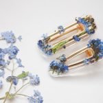 Hair clips with real forget-me-nots