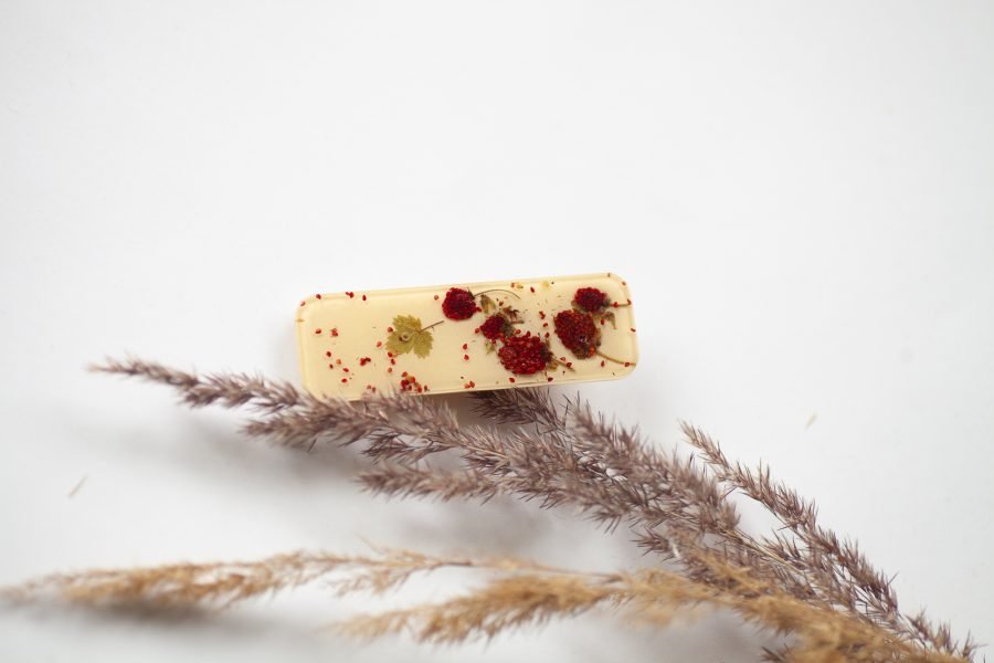 Handmade hair clips with real strawberries