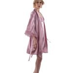 Natural silk robe with lace (ash rose) - Image 3