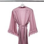 Natural silk robe with lace (ash rose) - Image 2