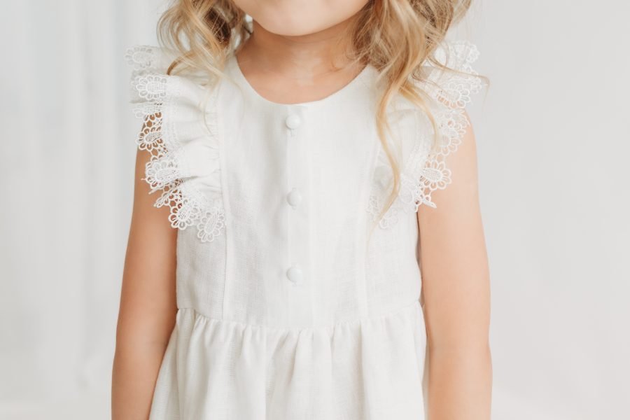 Linen white dress for a girl - Image 9