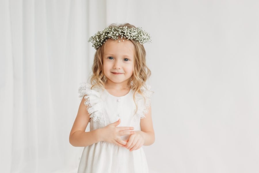 Linen white dress for a girl - Image 3