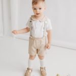 Summer suit with shorts and braces