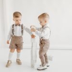 Brown linen suit with white shirt, suspenders, bow tie - Image 6