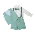 A linen suit for a boy with shorts and a waistcoat