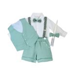 A linen suit for a boy with shorts and a waistcoat - Image 3