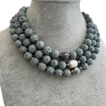 Handmade lava stone necklace (grey) - Image 4