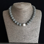 Handmade lava stone necklace (grey)