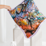 Colourful silk scarf with original drawing "Life"