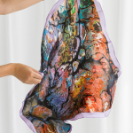 Colourful silk scarf with original drawing "Life" - Image 3