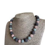 Handmade necklace with coloured lava stones
