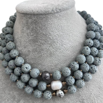 Handmade lava stone necklace (grey) - Image 2