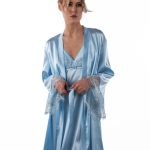 Blue silk nightgowns and a robe