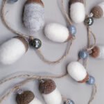 Handmade garland with felt acorns and beads