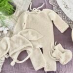 Merino and alpaca wool knitted baby set (various colors)