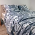 Satin bedding, gray-blue color (2 pieces, 140×200 cm) - Image 2