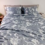 Satin bedding, gray-blue color (2 pieces, 140×200 cm) - Image 3