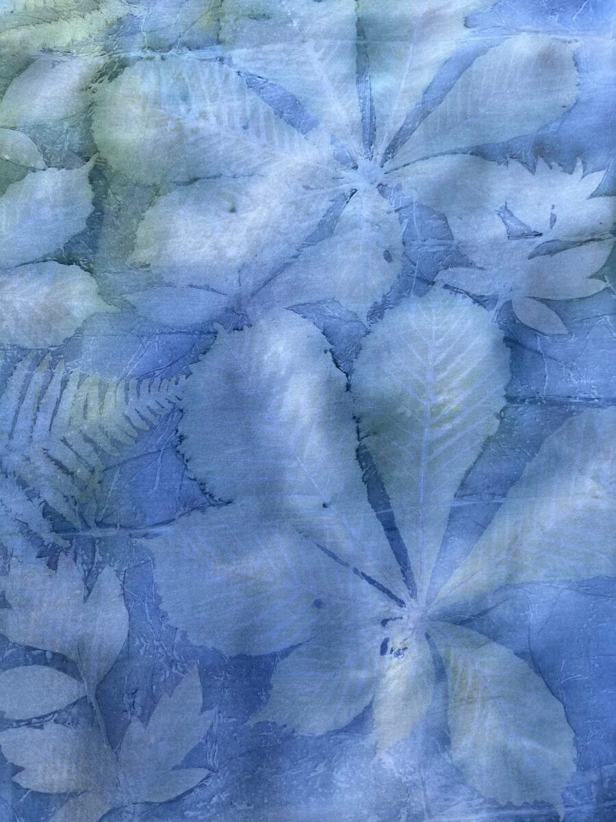 Handmade silk scarf with real plant prints - Image 3