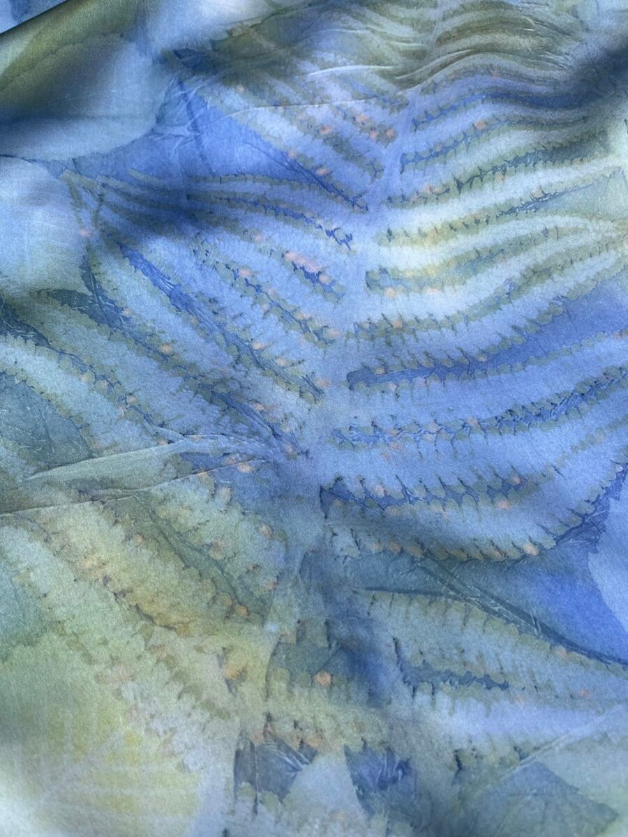 Handmade silk scarf with real plant prints - Image 4