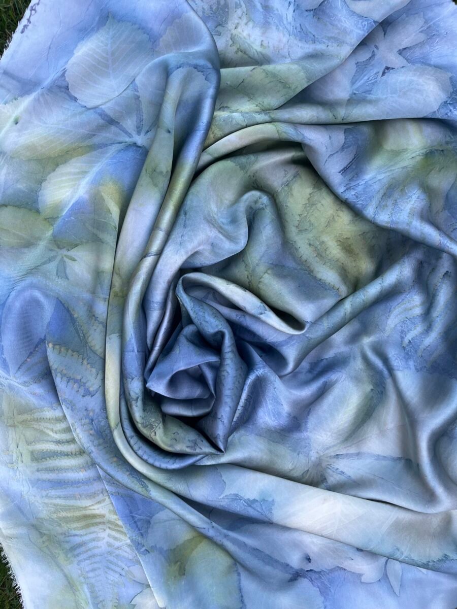 Handmade silk scarf with real plant prints - Image 6