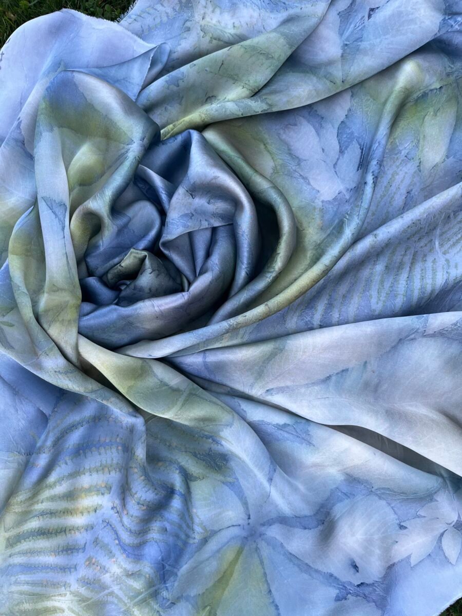 Handmade silk scarf with real plant prints - Image 5