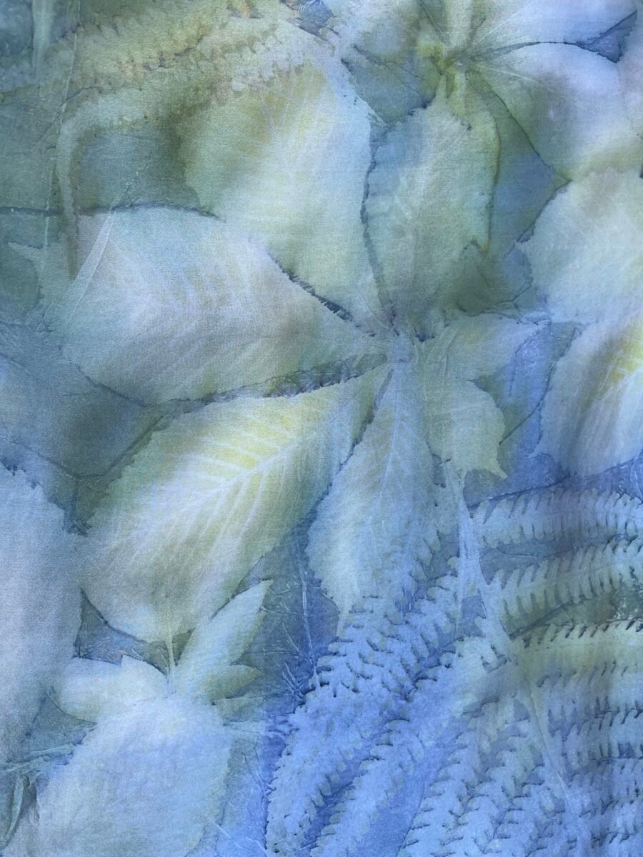 Handmade silk scarf with real plant prints - Image 2