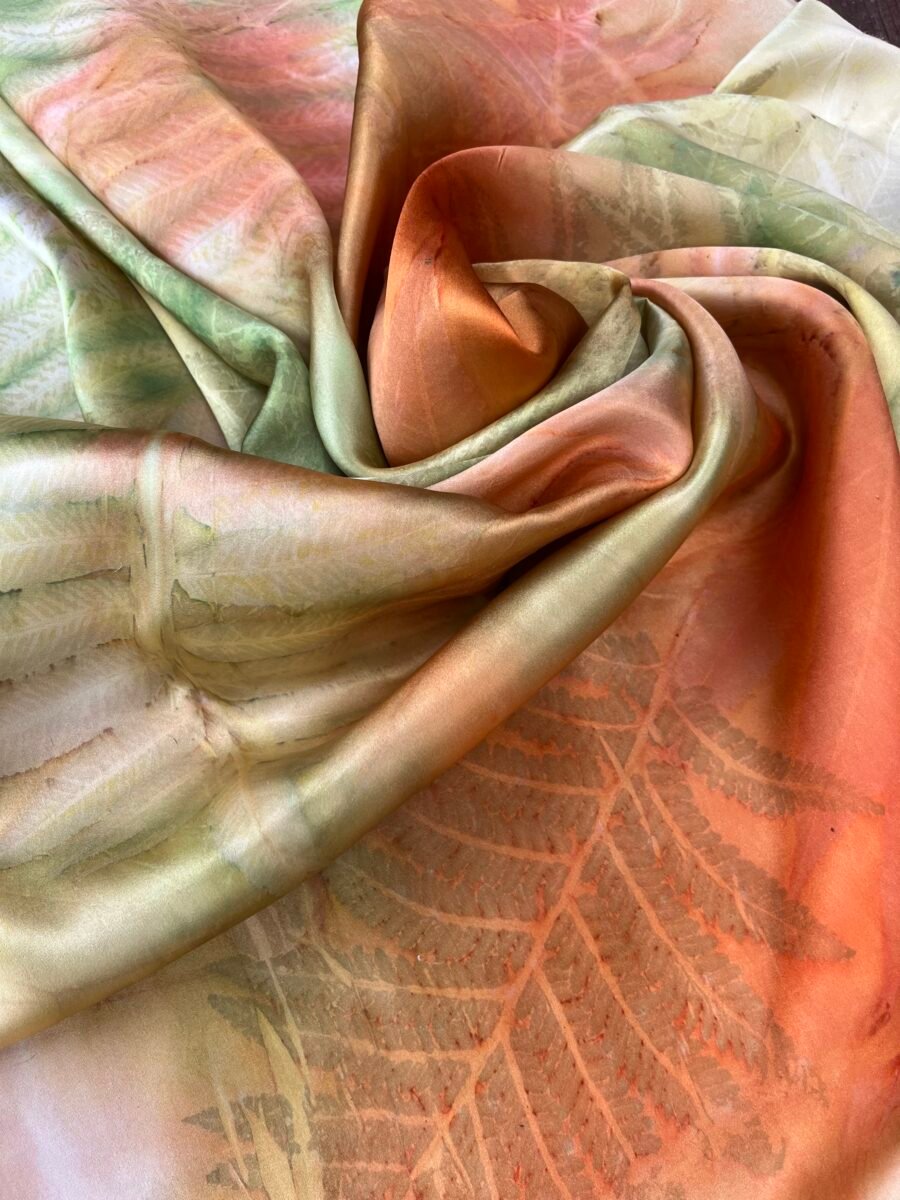 Handmade scarf made of natural silk "Grasshopper music" - Image 2