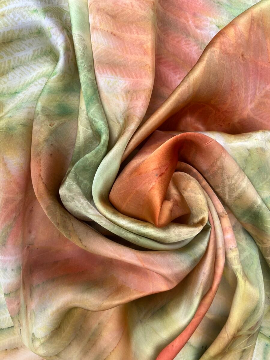 Handmade scarf made of natural silk "Grasshopper music" - Image 5
