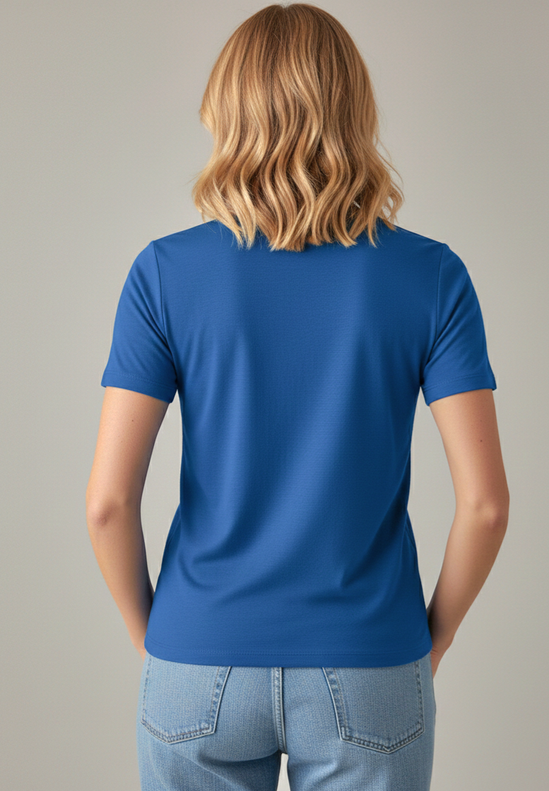 Merino wool women's t-shirt (blue) - Image 2