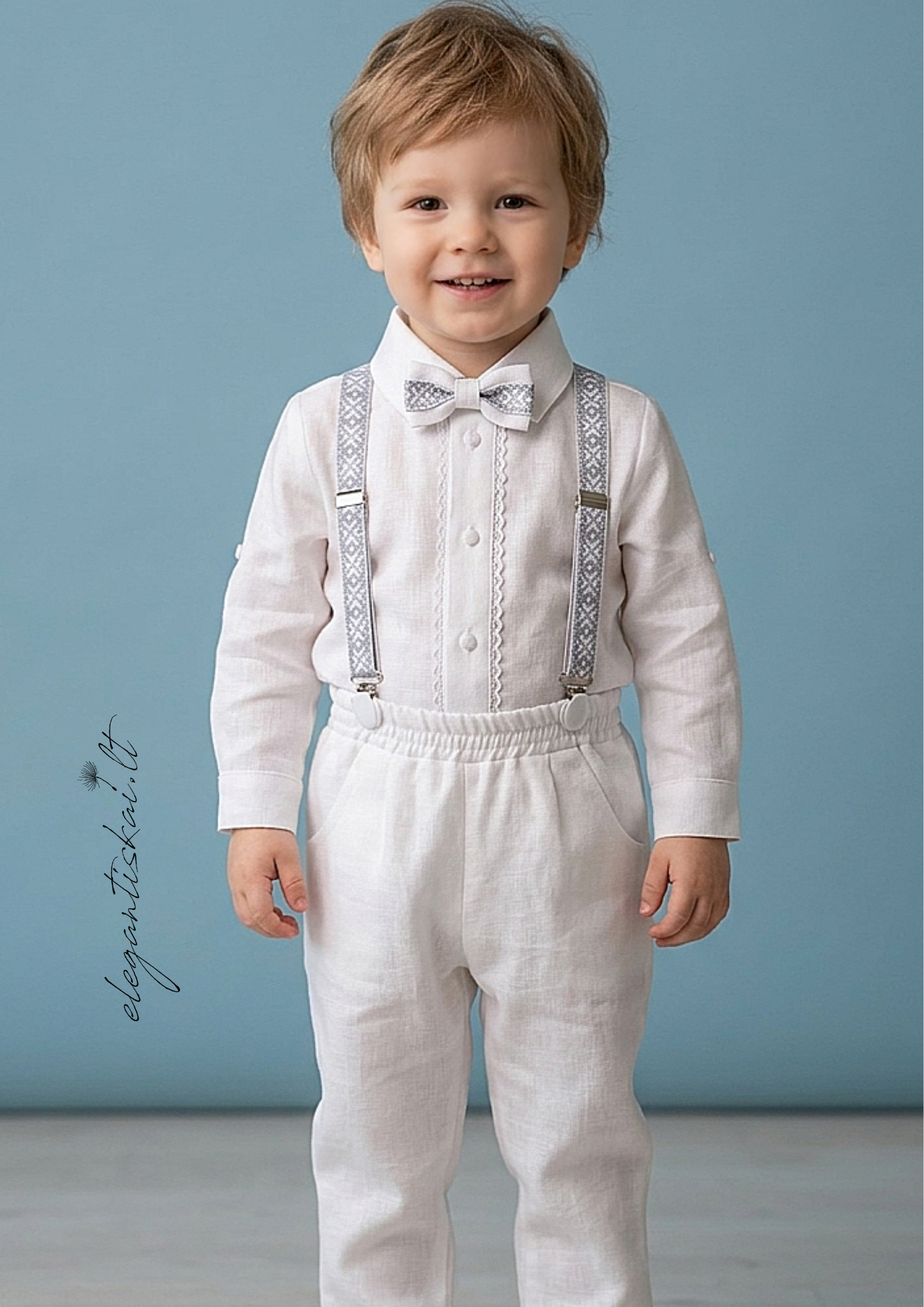 White boy's suit made of natural linen - Image 3