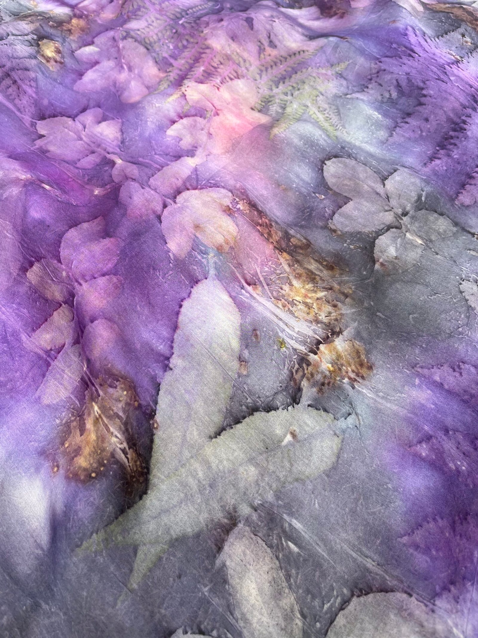 Silk scarf with plant prints "Unfaded time" (Kopija) - Image 3