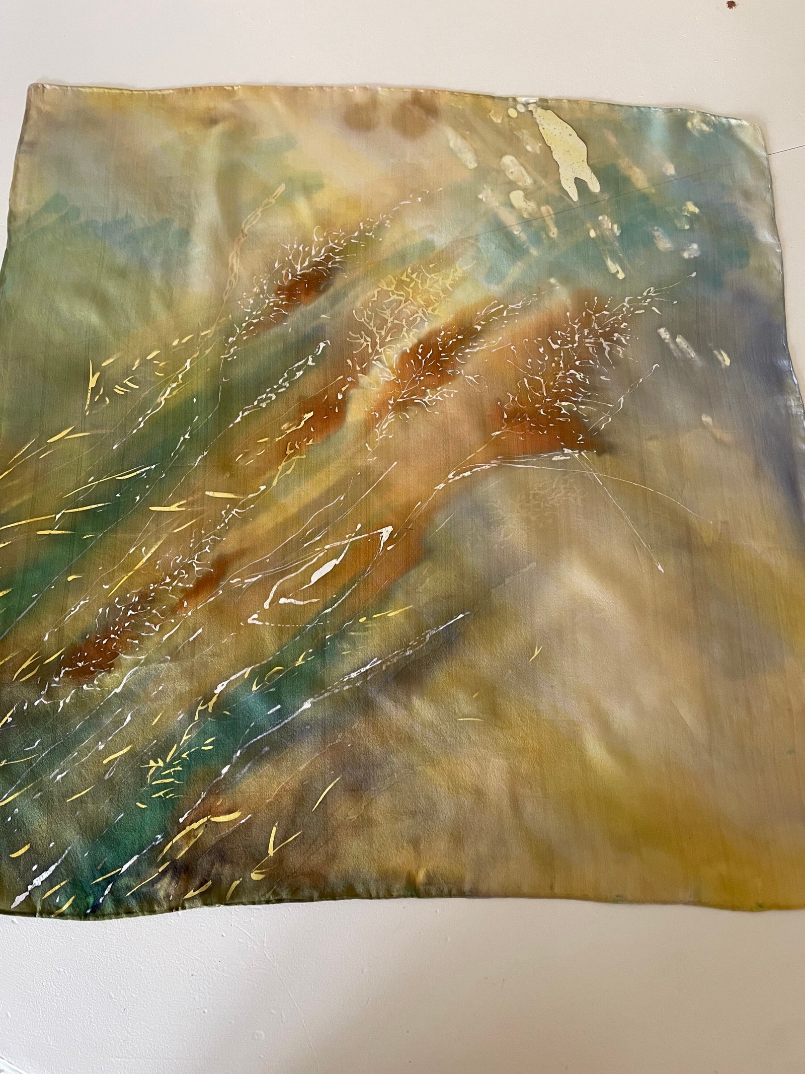 Painted natural silk scarf "Playful waves" (Kopija) (Kopija) - Image 3